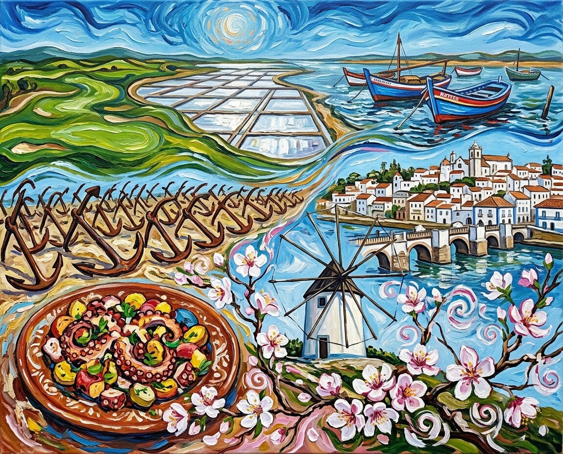 Castro Marim im Stil von Van Gogh